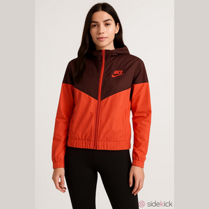 Nike Orange and Brown Hooded Windbreaker Jacket. Women Size Small